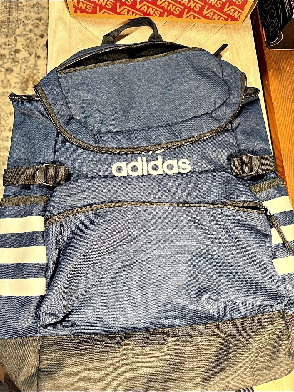 adidas Striped Backpack Blue & Gray